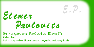 elemer pavlovits business card